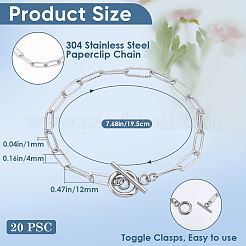 20шт. браслеты-цепочки из текстурированной нержавеющей стали 304 в виде скрепок&nbsp;BJEW-SP0001-02