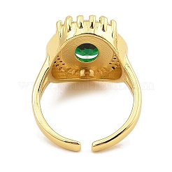 Овальные кольца-манжеты из латуни с микро-паве и кубическим цирконием для женщин&nbsp;RJEW-S392-01G-A