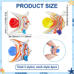12pcs pendentifs en verre 3 couleurs&nbsp;FIND-OC0014-31