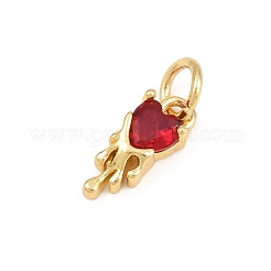 Valentinstag-Anhänger aus Messing mit Mikropavé-Fassung und roten Zirkonia&nbsp;KK-E798-10C-G