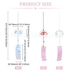 3 Stück 3 Stile japanisches Glas rund mit Sakura-Muster Windspiele&nbsp;HJEW-BC0001-56