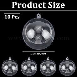 10 шт. прозрачных акриловых елочных шаров-подвесок&nbsp;DIY-CP0013-38B