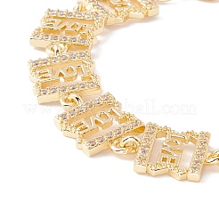 Rettangolo di zirconi chiari con bracciale con catene a maglie d'amore&nbsp;BJEW-I301-07G
