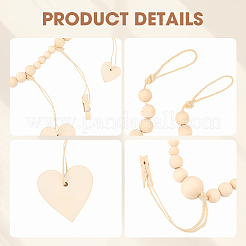 Настенная витрина для фотографий с гирляндой из деревянных бус&nbsp;AJEW-WH20011-54E