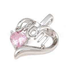 Muttertags-Anhänger aus Messing mit rosa Zirkonia-Pavé&nbsp;CU-CBAFB7D-06P-02