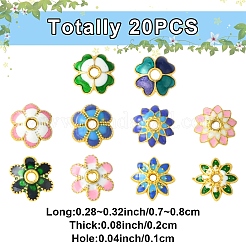 20 Stück 10 Stile Legierung Emaille Perlenkappen&nbsp;FIND-YW0006-68