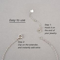 8 chaîne d'extension sans boucle en argent sterling avec cœur d'amour&nbsp;JX628A