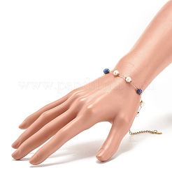 Pulsera de perlas y lapislázuli natural&nbsp;BJEW-JB08293-05