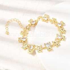 Messing-Gliederkettenarmbänder mit Mikropflaster und Zirkonia für Damen&nbsp;BJEW-D457-01G-03