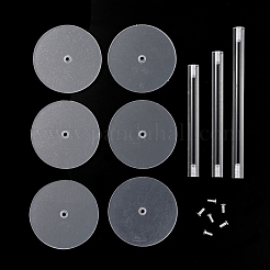 Set di rack per montanti per display per gioielli in acrilico rotondo staccabile da 3 pz 3 misure&nbsp;ODIS-WH0099-09