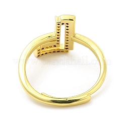 Anillo ajustable con letra inicial de esmalte de varios colores y circonita cúbica transparente&nbsp;RJEW-P045-01G-L