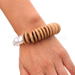 Эластичные браслеты из пластикового жемчуга и натурального кокоса для женщин&nbsp;WGB2189-01