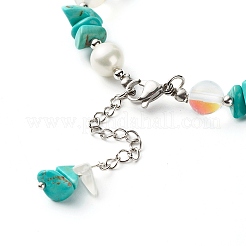 Braccialetto sintetico con perline turchesi per donna ragazza&nbsp;BJEW-TA00019-02
