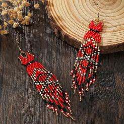 Серьги-подвески в виде длинного платья с кисточками&nbsp;MO3708-1