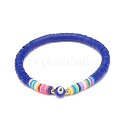 3 stücke 3 farben polymer clay heishi surfer stretch fußkettchen set mit Bunte Malerei bösen blick&nbsp;AJEW-AN00502