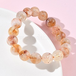 Pulseras elásticas de cuentas redondas de citrino natural para mujer&nbsp;BJEW-Z158-03B-02