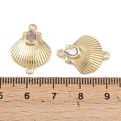 Подвески-соединители в форме ракушки из латуни с кубическим цирконием&nbsp;KK-L255-10G