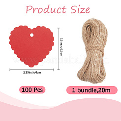 100 шт. подарочные бирки в форме сердца из бумаги с кружевной окантовкой&nbsp;CDIS-CP0001-01D