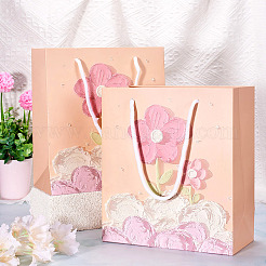 6 Stück rechteckige Geschenktüten aus Papier mit Blumen und Seilgriffen&nbsp;ABAG-TA0001-29B