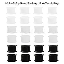 6 pièces 3 couleurs poulie silicone oreille jauges chair tunnels bouchons&nbsp;FIND-YW0001-18E