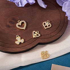 5 шт. 5 стиля латунные подвески с микропаве и кубическим цирконием&nbsp;KK-TA0002-99