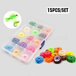 15 рулон 15-х цветного бархатного мишурного шенилла с кристаллами и блестками&nbsp;AJEW-SP0004-12