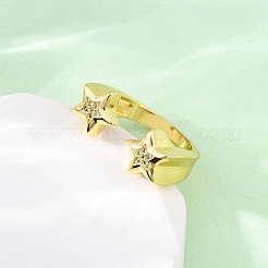 Регулируемые манжеты-кольца из латуни с микропаве из кубического циркония для женщин RJEW-U053-02G