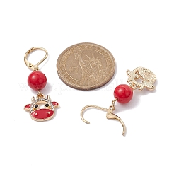 4 paire de boucles d'oreilles pendantes en perles de jade mashan teintes naturelles&nbsp;EJEW-JE05486