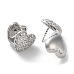 Латунные серьги-кольца из прозрачного кубического циркония&nbsp;EJEW-C121-17P