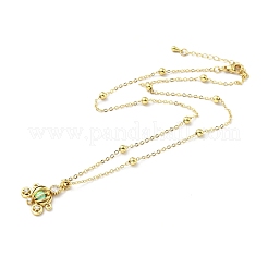 Collana pendente carrozza zucca in zirconi cubici con perline di cristallo sintetico&nbsp;NJEW-G016-01B