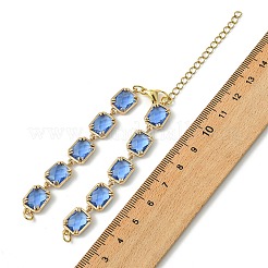 Herstellung von rechteckigen Gliederarmbändern aus Messing und Glas&nbsp;AJEW-JB01649-01
