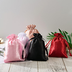 30 шт. 6-х цветные прямоугольные атласные подарочные упаковочные мешочки с завязками&nbsp;ABAG-BT0001-04