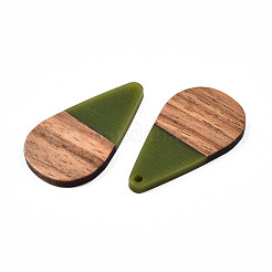 Pendentifs en résine opaque et bois de noyer&nbsp;RESI-N025-030-B02