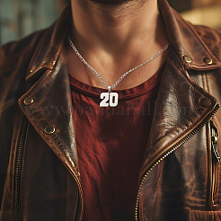 Collier avec pendentif en forme de chaîne Figaro en acier inoxydable 304&nbsp;NJEW-BBC0001-28A-P