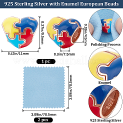 1 Stück: 925 europäische Perlen aus Sterlingsilber&nbsp;STER-BBC0005-76