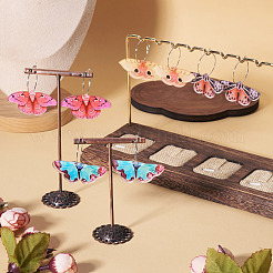 4 par de pendientes de aro de aleación y acrílico con forma de mariposa de 4 colores&nbsp;EJEW-TA0001-88A