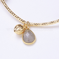 Braccialetti elasticizzati con ciondolo in larvikite naturale&nbsp;BJEW-E339-11A