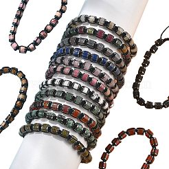 Verstellbare Armbänder aus natürlichen und synthetischen Edelsteinen und nicht magnetischen&nbsp;BJEW-Z090-01