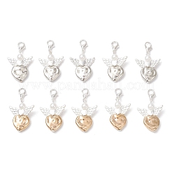 60 шт. 2-цветный CCB пластиковый кулон в форме сердца в виде ангела&nbsp;HJEW-JM04529