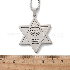Colliers avec pendentif étoile de David en acier inoxydable pour Hanoukka 201&nbsp;NJEW-Z058-02P