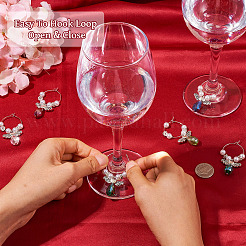 14 шт. подвески для бокалов для вина в виде ангела из стекла и сплава 7 цветов&nbsp;AJEW-TA0001-69