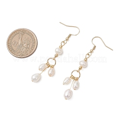Овальные серьги с подвесками из натурального культивированного пресноводного жемчуга&nbsp;EJEW-JE06889