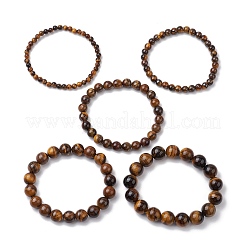 5 Stück 5 Stile natürliche Tigerauge Stretch-Armbänder&nbsp;BJEW-JB11026
