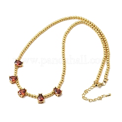 Collares redondos con colgantes de cuentas y circonitas cúbicas engastadas en latón.&nbsp;NJEW-C121-01G-10