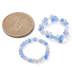 Set di anelli elasticizzati con fiori di perline intrecciati in vetro stile 2 pz 2 per donna&nbsp;RJEW-JR00592