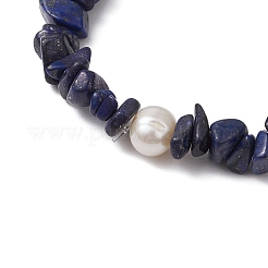 Braccialetti elastici in lapislazzuli naturali per donna&nbsp;BJEW-JB11343-10