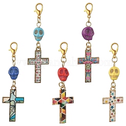 5 шт. подвесной крест из эмалевого сплава&nbsp;HJEW-JM04090