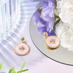 2 pièces en laiton micro pavé pendentifs en zircone cubique claire&nbsp;KK-TADJ0001-16A