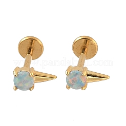 Orecchini a bottone in opale sintetico in acciaio inossidabile 304&nbsp;EJEW-B143-01G-08