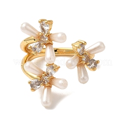 Манжеты из латуни с микро паве кубический цирконий для женщин&nbsp;RJEW-G325-08G